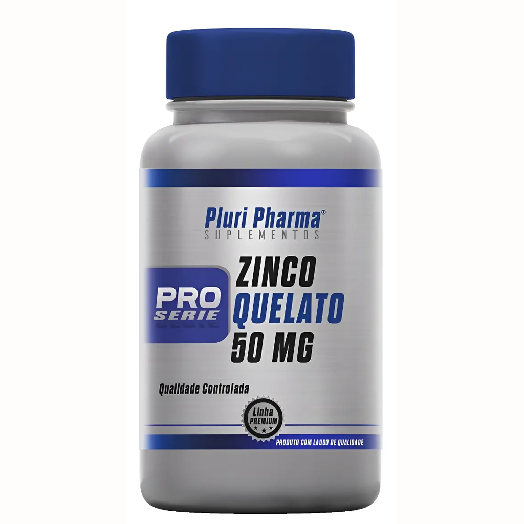 Zinco Quelato 50mg 60 Cápsulas Pluri Pharma Sem Lactose e Glúten
